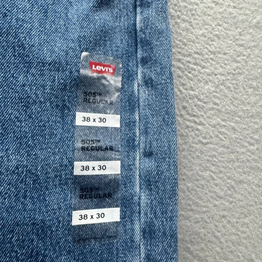 Levi's 505 Jeans Mens 38x30 ACTUAL Regular Fit‎ Blue Denim Classic NEW